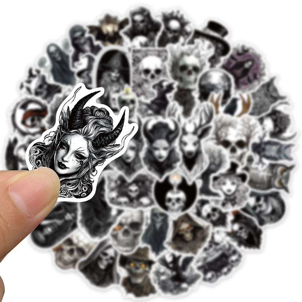50pcs Retro Horriblr Skull Pumpkin Sticker For Laptop Luggage Computer Bicycle Motorcycle Helmet PVC Decals Sticker