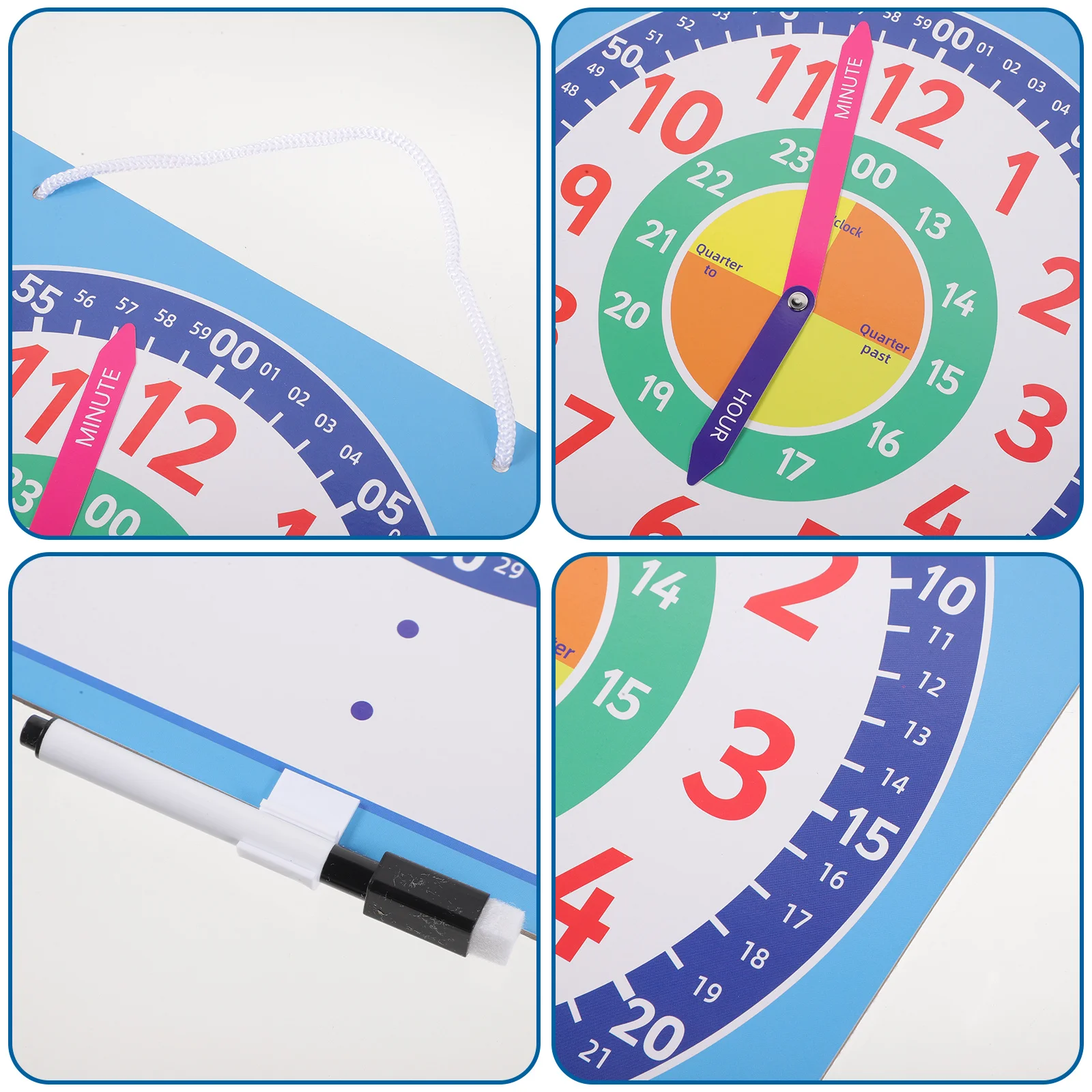 

1 Set Kids Clock Learning To Tell Time Educational For Ages 5-7 Writable Analog Digital Clock Teaching Tool For Home School