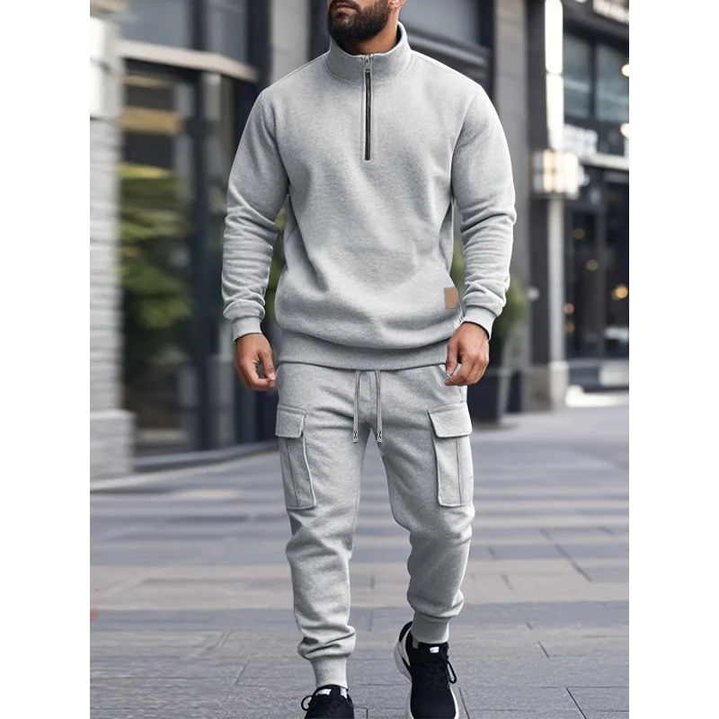 

Men's Fleece Lined Set Casual Sportswear Seven Sleeve Four Seasons Comfortable Soft Fabric Men's Ensemble Vêtements Homme