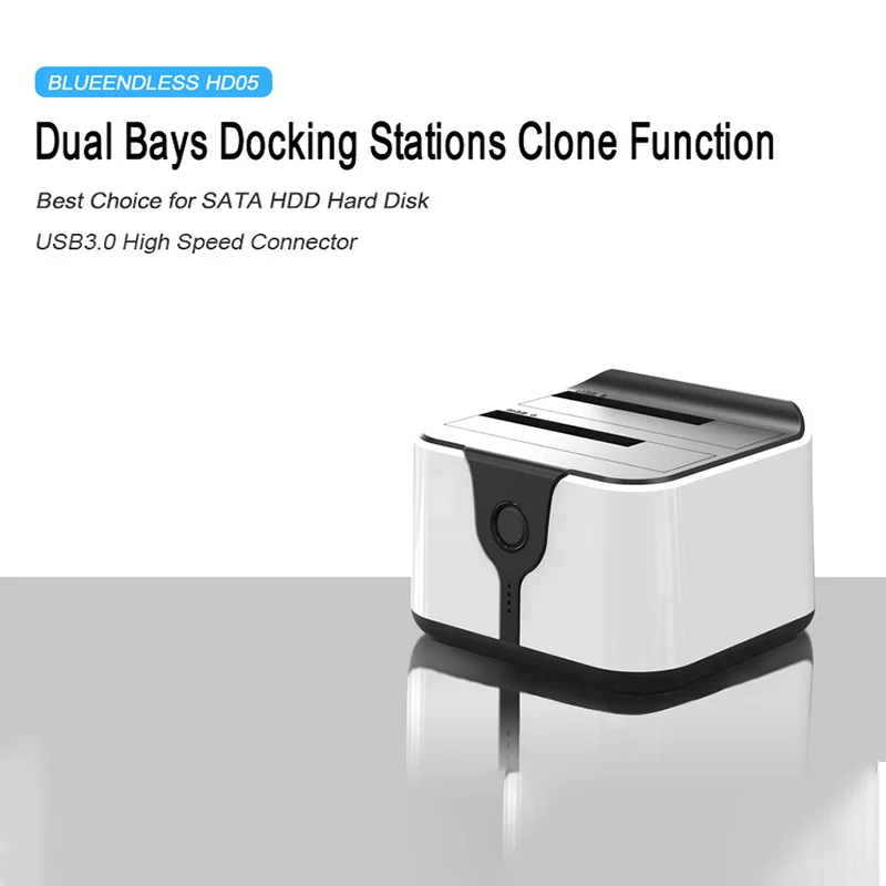Blueendless offline clone 2 Bay 2.5''/3.5'' Docking station per disco rigido Sata/SSD dual bay Custodia per HDD Custodia per HDD USB Scatola per HDD
