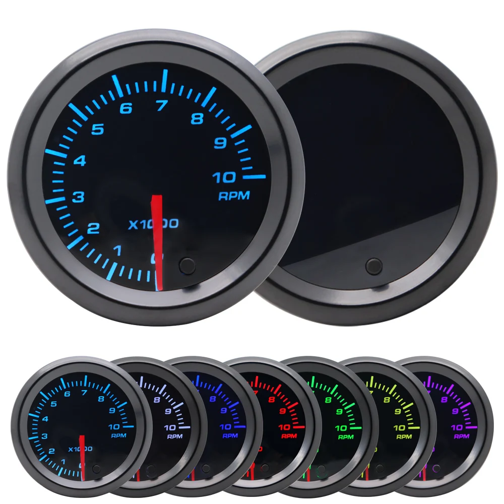 2' 52mm LED Tinted 7 Color Series Boost/Water Temp/Oil Temp/Oil Pressure/Voltmeter/Air Fuel Ratio/EGT/Tachometer RPM Car Gauge