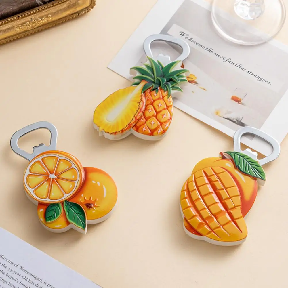 Wall-mounted Bottle Opener Magnetic Fruit-shaped Bottle Opener with Fridge Magnet 3d Resin Fruit Juice Magnets Cartoon for Home
