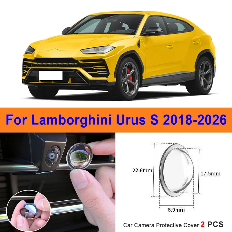 

360 Reverse Image Car Camera Cover Anti-Scratch PC Lens Protector Stickers For Lamborghini Urus S 2018-2026 2Pcs
