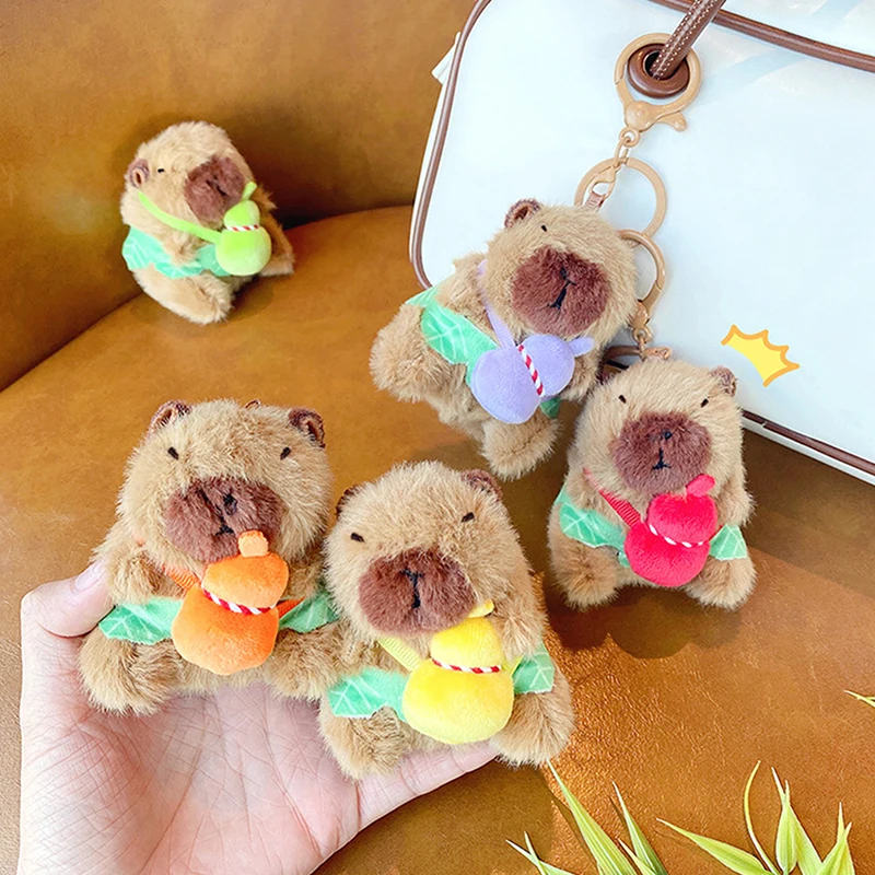 Random Funny Plush Gourd Capybara Pendant Cartoon Stuffed Doll Bag Pendant Hanging Ornament Key Chain Bag Accessories