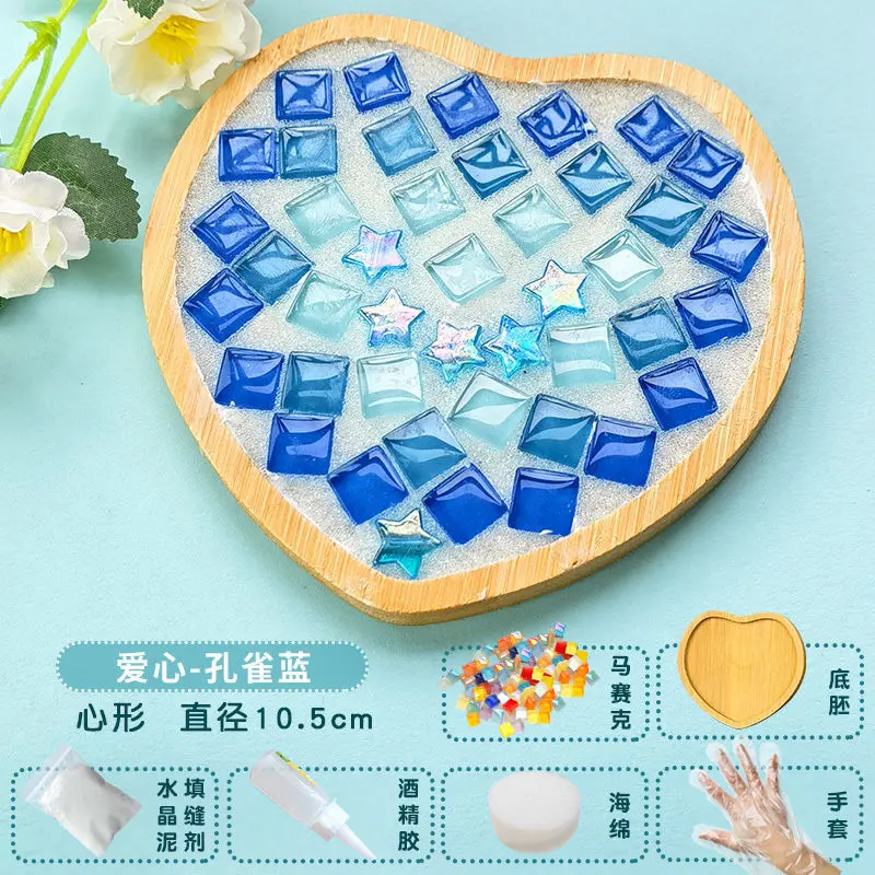 Love Shape Handmade DIY Material Package Creative Mosaic Bamboo Coaster Children Make It Themselves Handicraft