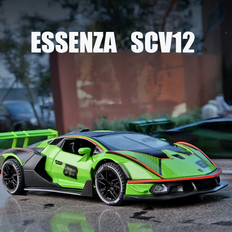 1:32 Lambos Essenza SCV12 Alloy Sports Car Model Diecast Sound Super Racing Lifting Tail Hot Car Wheel For Children Gifts