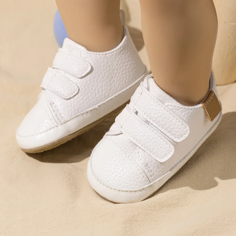 New Baby Casual Shoes Vintage Leather Classic Color Matching Baby First Walker Shoes Rubber Sole Soft Non-slip Toddler Crib Shoe