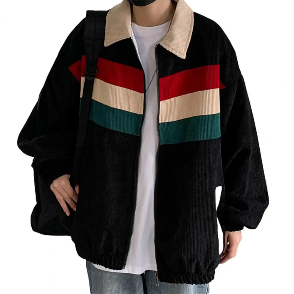 Beliebte Cord jacke warme lange Ärmel dicke Männer Frühling Herbst Spleißen Farbe lässig Jacke Mantel Cord Mantel wind dicht