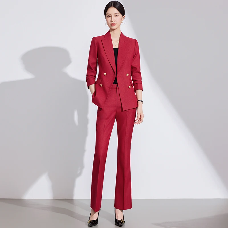 ZJYT élégant affaires Chic bureau Blazer pantalon ensemble pour femme 2 pièces correspondant ensembles automne 2025 banlieue veste pantalon costume