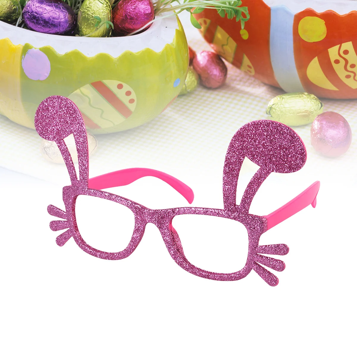 토끼 귀 디자인 재미있는 안경 렌즈 없는 가벼운 의상 프레임 대부분의 어린이와 성인에게 맞는 사이즈 부활절 파티 장식