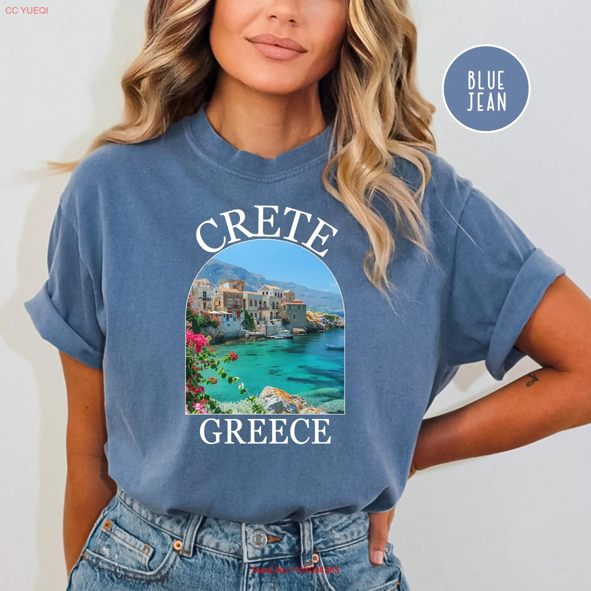 Crete Greece Comfort Colors T Shirt Greek Islands Vacation GifT Travel Watercolor long or short sleeves