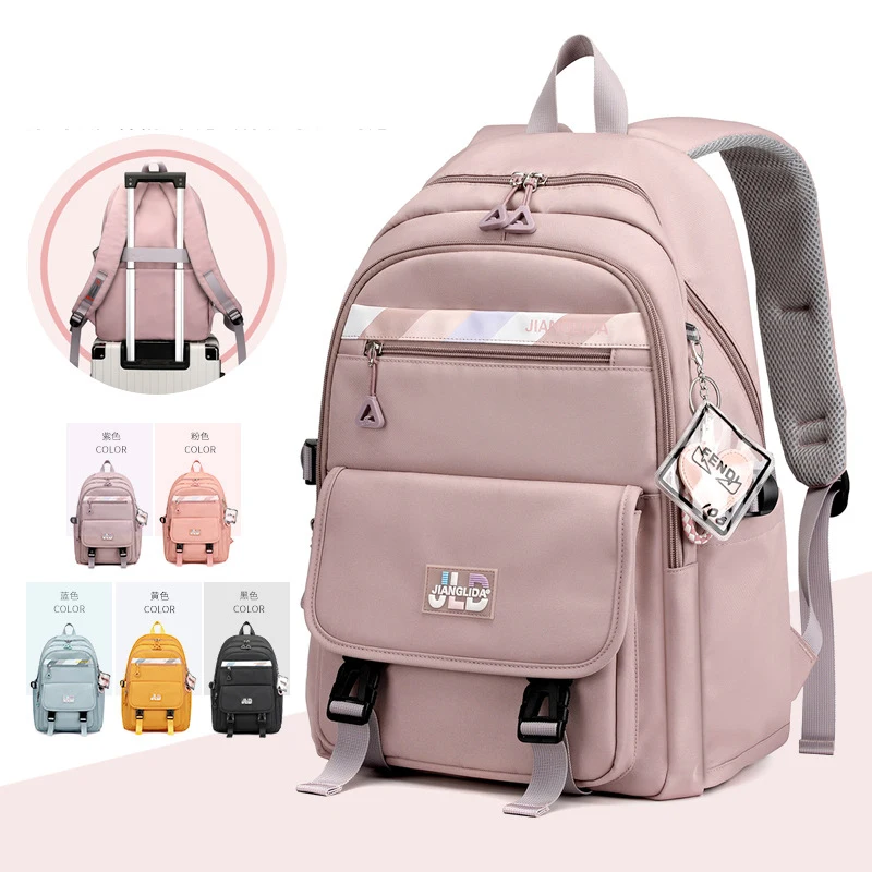 Teenagers School Bags for Girls Junior High School Students Backpacks Women Kawaii Bag Kids Knapsack Solid Bookbag Lady Packsack