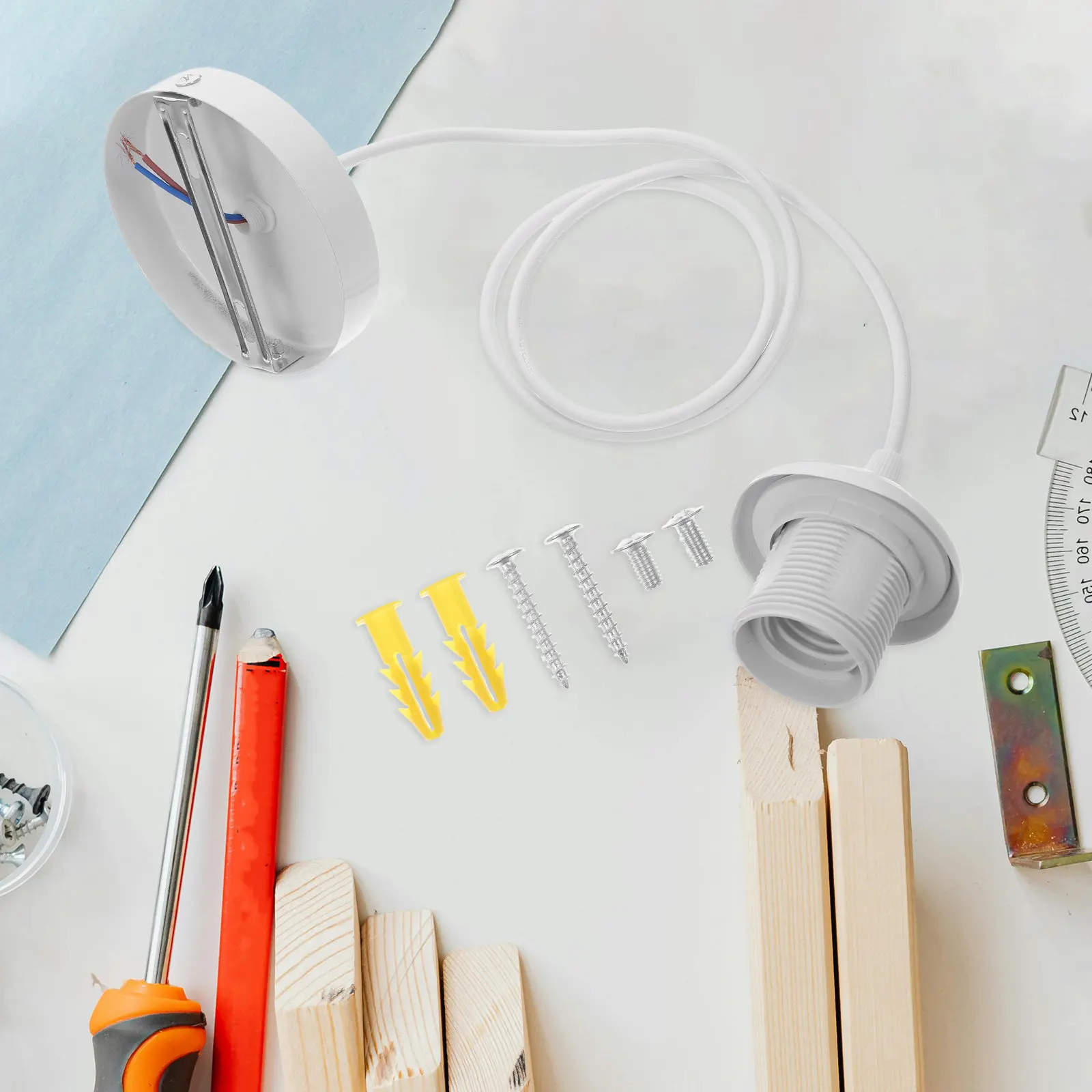 

Патрон для люстры E27 с водонепроницаемым кабелем и держателем из ПЭТ, потолочный светильник для скрытого монтажа