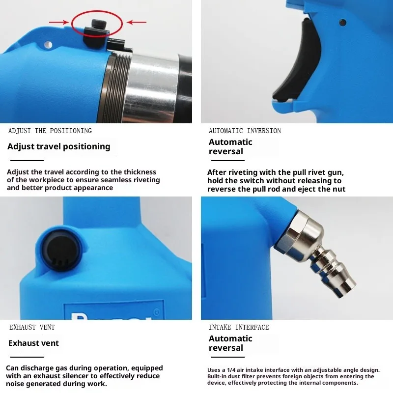Industrial Rivet Nut Gun Hydraulic Pneumatic Automatic Riveter Tool Setting Rivnut Riveting Metric M3 M4 M5 M6 M8 M10 M12