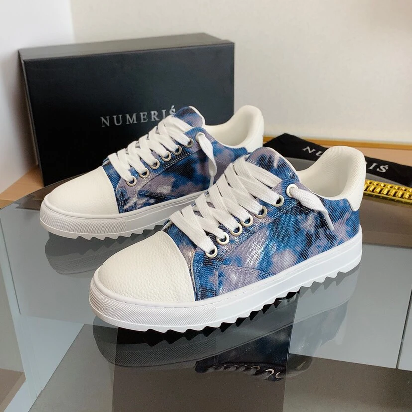 Hot-selling New Numeris Fashionable Casual Sneakers Thick-soled White Canvas Shoes Tie-dye Lace-up Walking Shoes Unisex Style