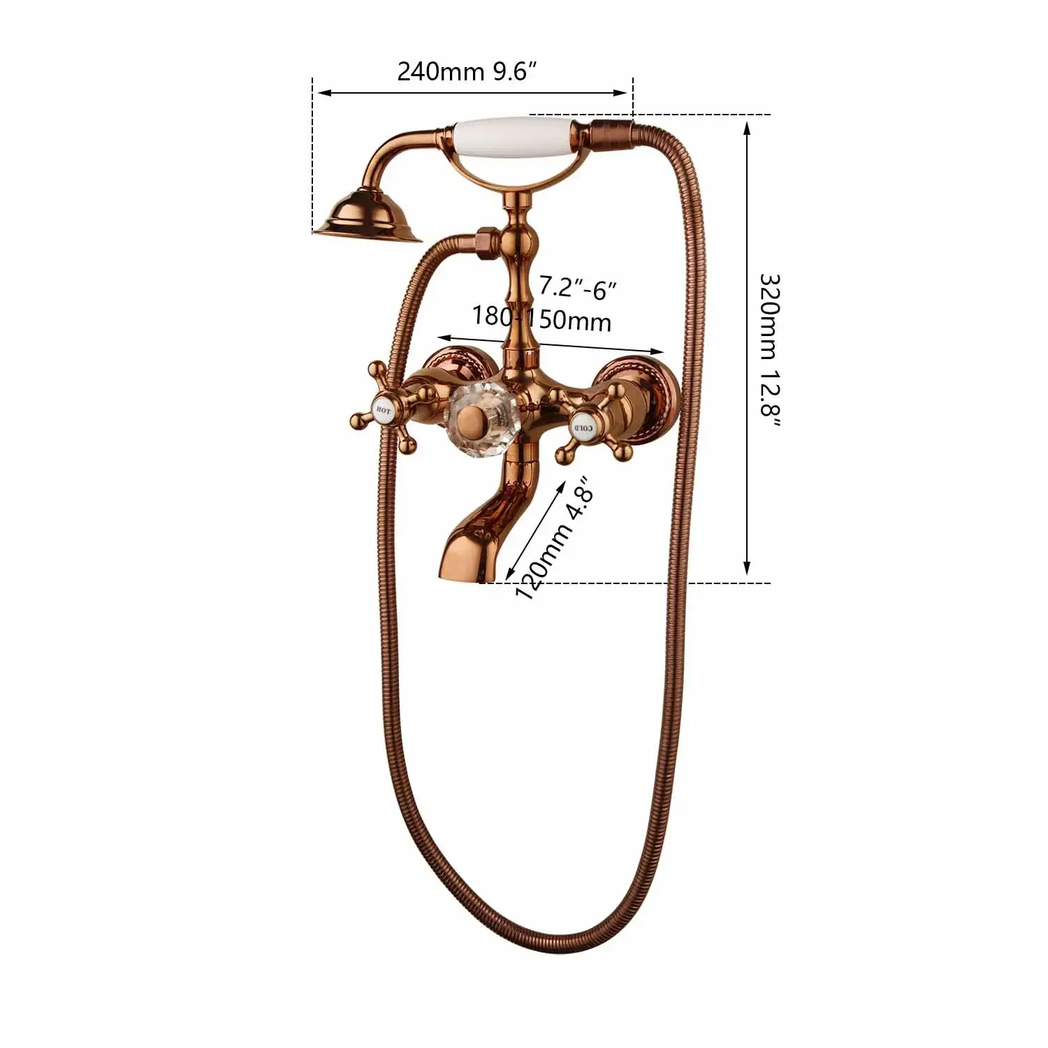 KEMAIDI Bathroom Shower Set Bathtub Hand Shower Systerm Rose Gold Wall Mounted Shower Faucet Mixer Set Bathtub Tap