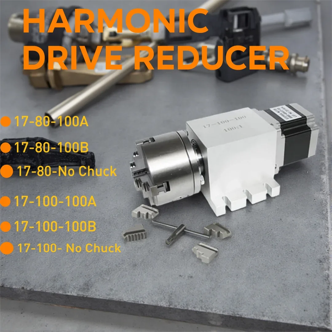 

Harmonic Drive Reducer 3 4 Jaw 100mm Chuck CNC 4th Axis Rotary Axis Speed Reducing Ratio 100:1 for CNC Router Milling Machine
