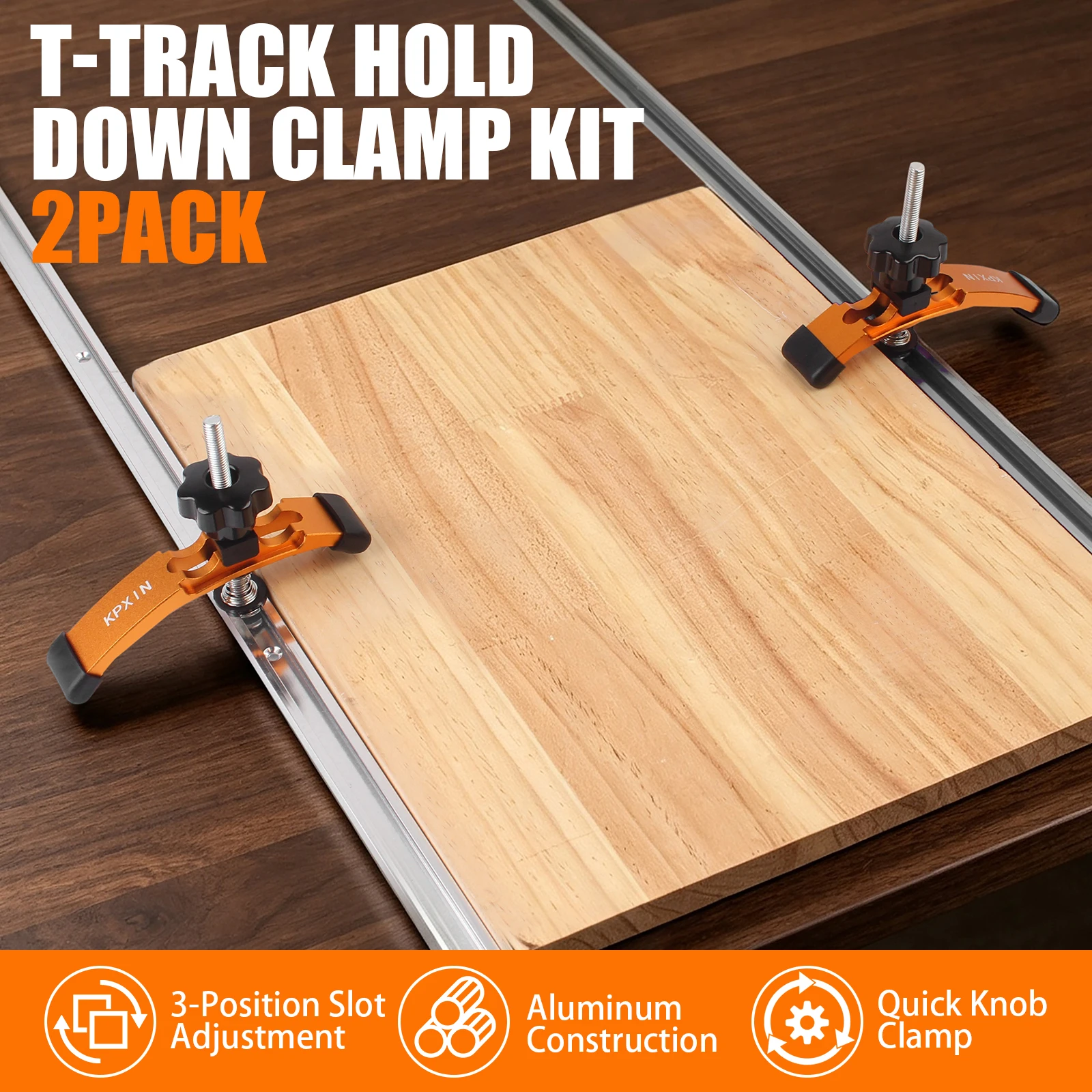 2-teiliges T-Nut-Halteklemmen-Set, mit T-Slider T-Nut-Klemmen-Set für Holzbearbeitung, verstellbare Halteklemme – Detail 4