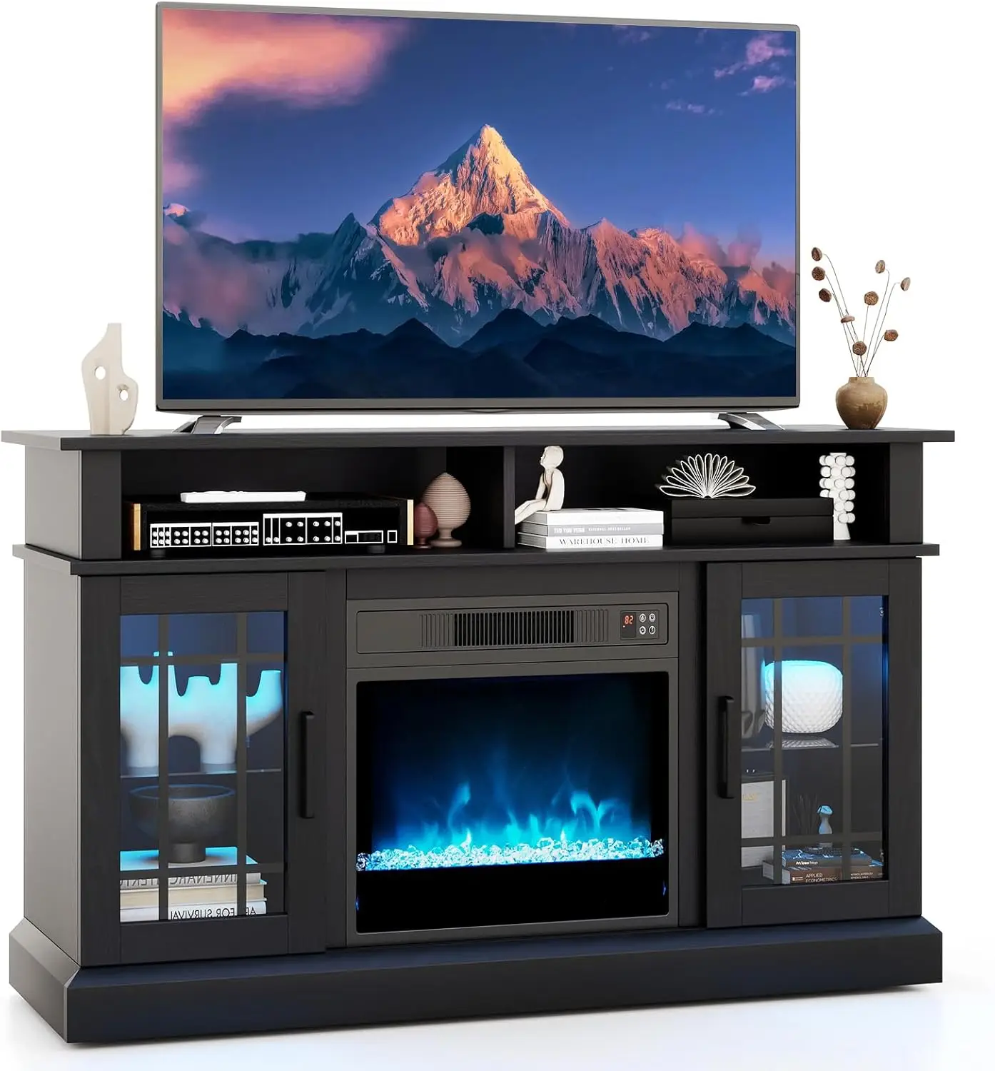 

Fireplace TV Stand for TVs Up to 65", Adjustable Shelves LED Light Entertainment Center with Electric Fire Place, for Living
