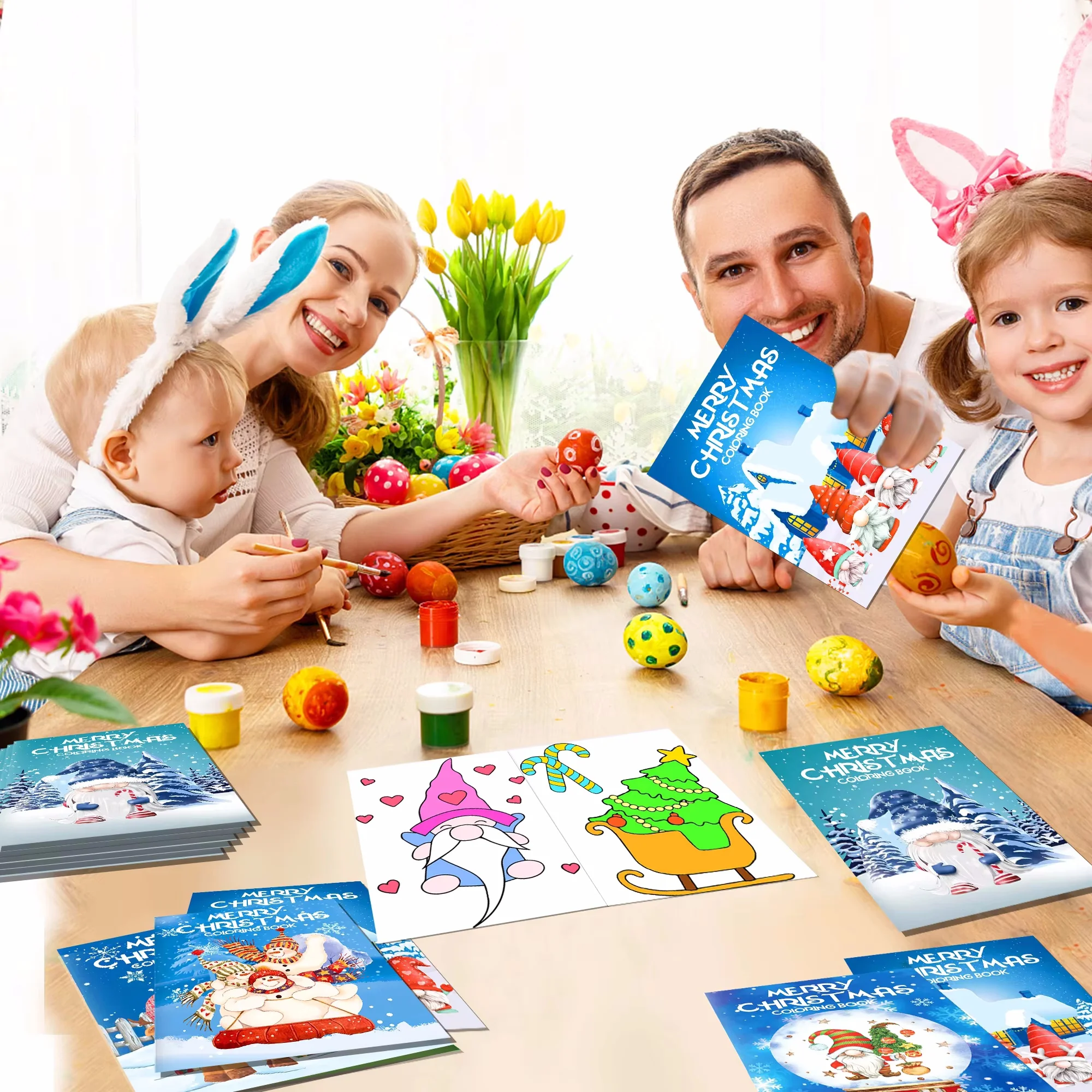 16pcs Cartoon Christmas Tree Snowman Deer Graffiti Drawing Painting Books DIY Coloring Picture Book Birthday Party Gifts