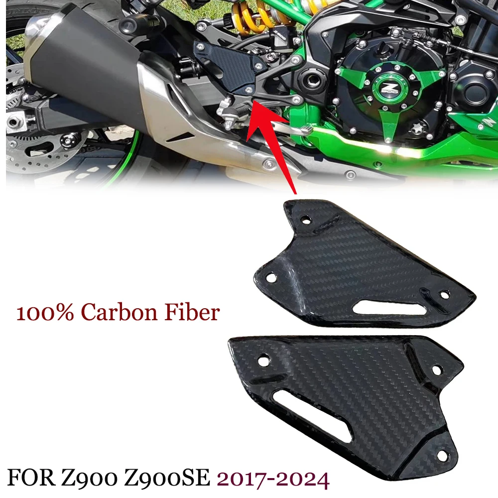 

Z 900 Motorcycle Carbon Fiber Footrest Heel Guard Cover For KAWASAKI Z900 Z900SE 2017-2024 Rearsets Foot Rest Peg Protector