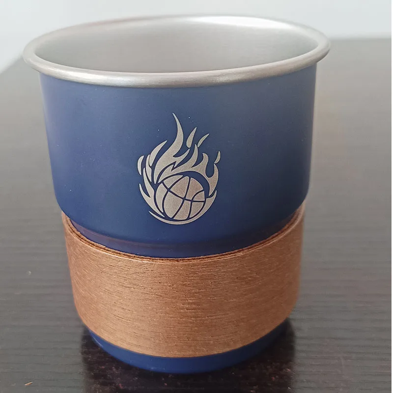 

Basketball logo stainless steel cup wooden beer cup outdoor coffee cup customized wholesale