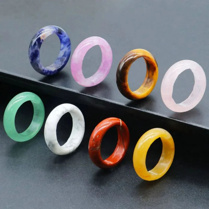 

Crystal Rings Natural Stone Jewelry Woman Sweet Couple Matching Stuff Clear Quartz Gemstone Tiger Eye Ring Gifts for Boyfriend