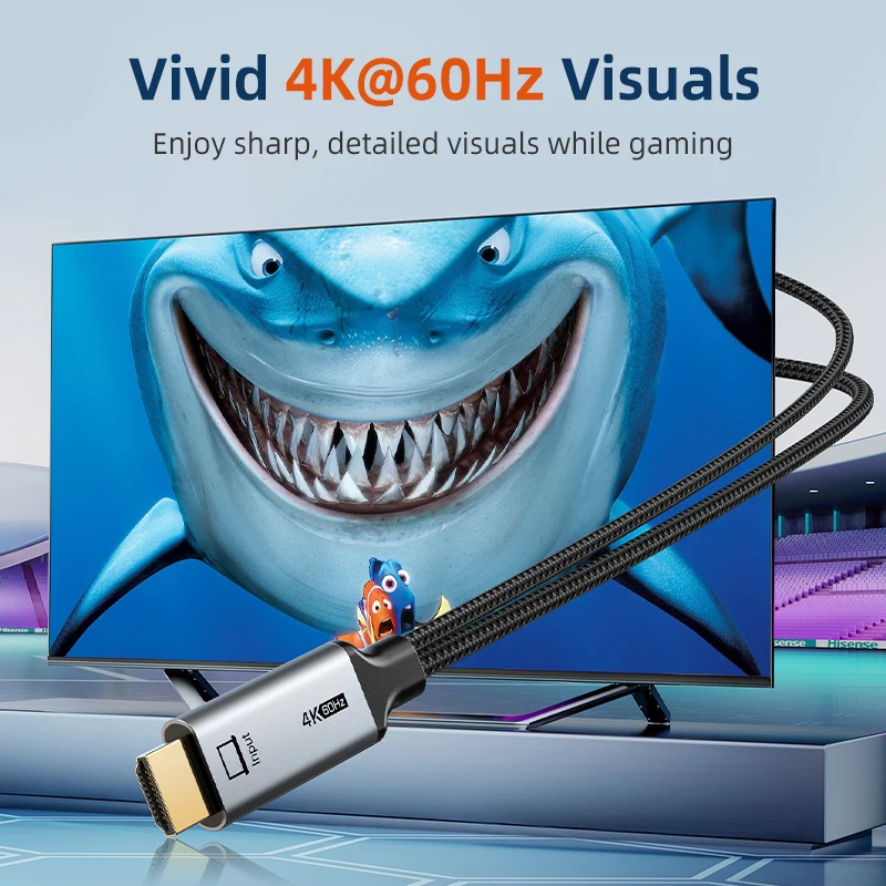CABLETIME HDMI zu USB C Kabel Stabiles Signal 4K60Hz für Switch Nintendo PS3/4/5 mit USB Power Spielekonsole zu USB C Monitor