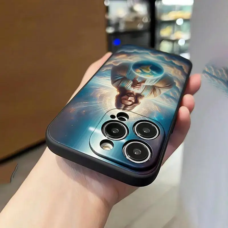 حافظة هاتف بنمط يسوع، حافظة واقية للهاتف المحمول مضادة للسقوط لهاتف آيفون 16 برو ماكس 15 برو 14 بلس 13 12 11 #2