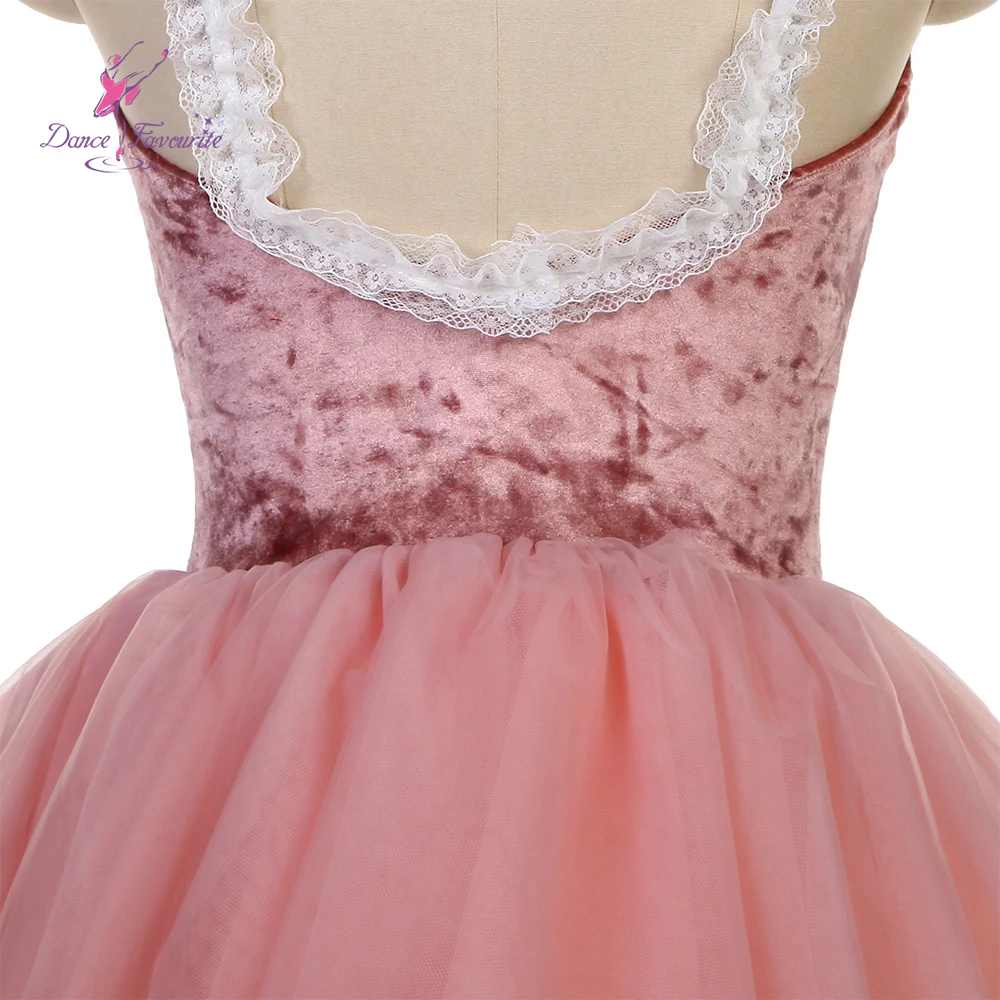 Hot Pink  Velvet Bodice Ballet Tutu Dance Costumes Romantic Long Ballet Tutu Dance Cosutme 25063