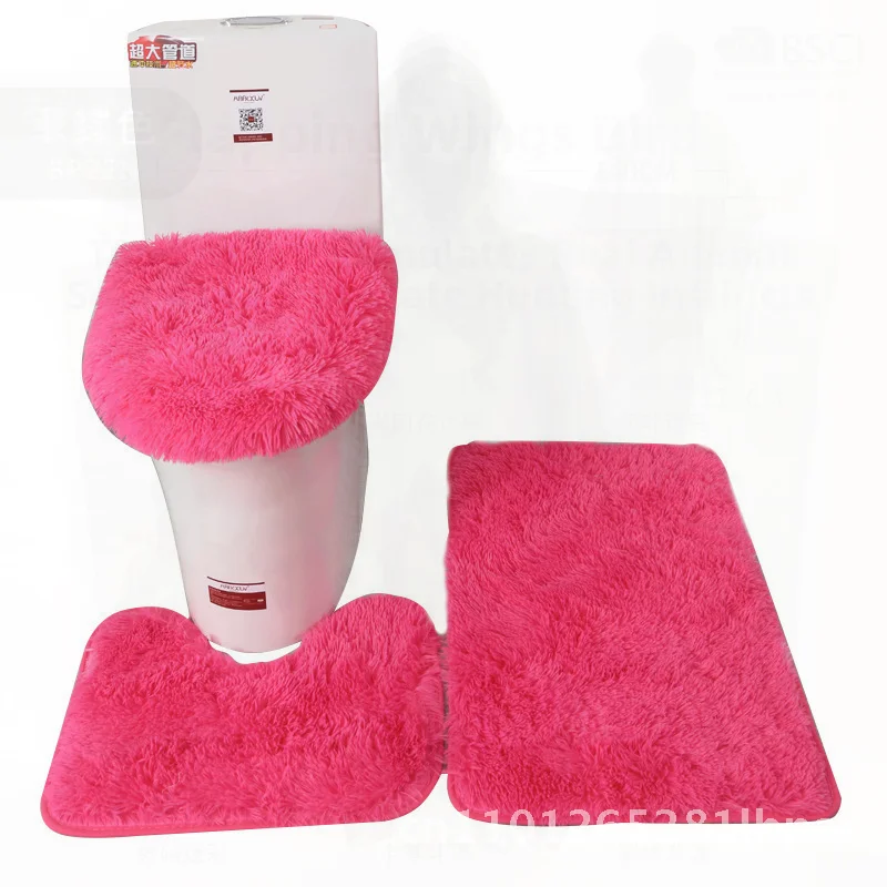 

Nordic Style Silk Wool Toilet Floor Mat Set - Water-Absorbent Non-Slip Bathroom Carpet in Multiple Colors Rectangular Shape