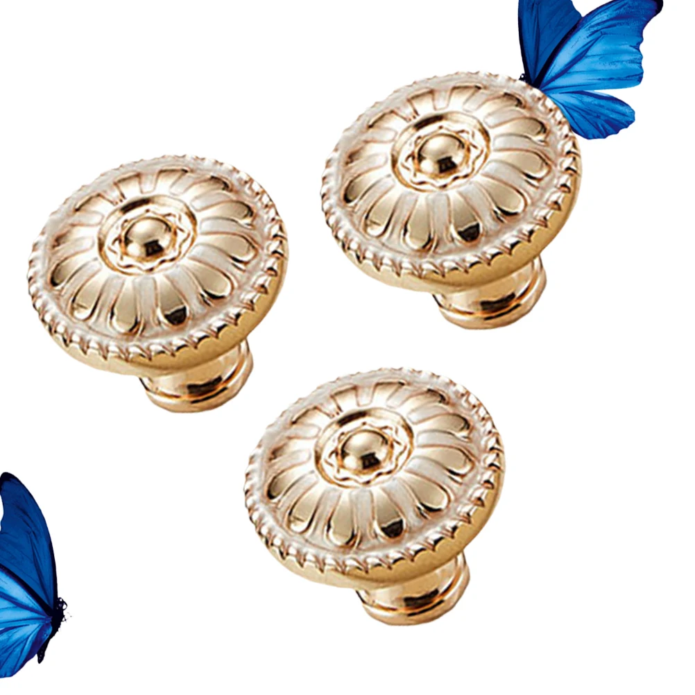

3 PCS European Style Cabinet Handle Kitchen Door Handles Pull Dresser Knob Decorative Knobs Golden Desk Drawer