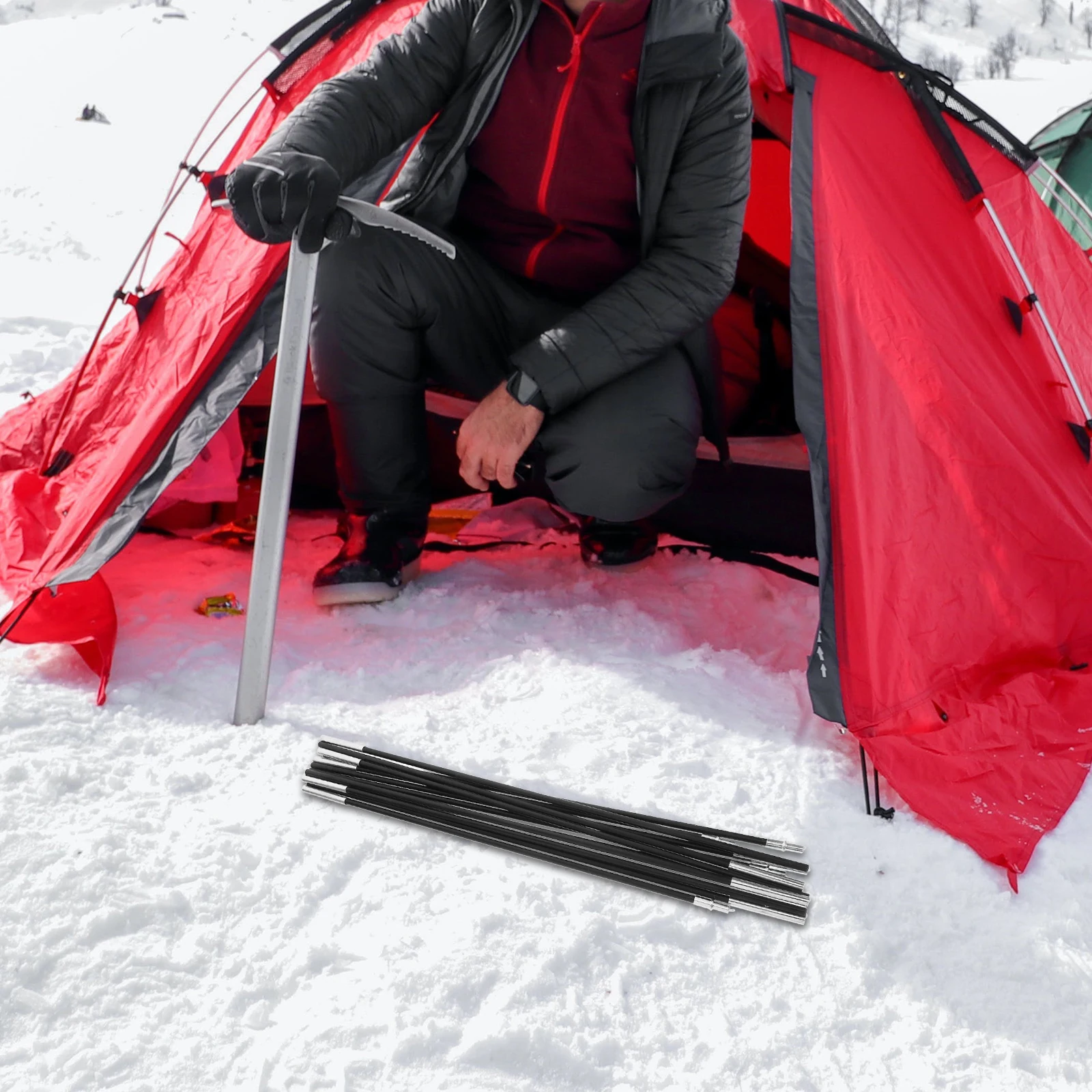 

Fiberglass Camping Pole Set 2Pcs Durable Tent Support Rods Replacement Kit for Outdoor Hiking Awning Frame Lightweight Strong