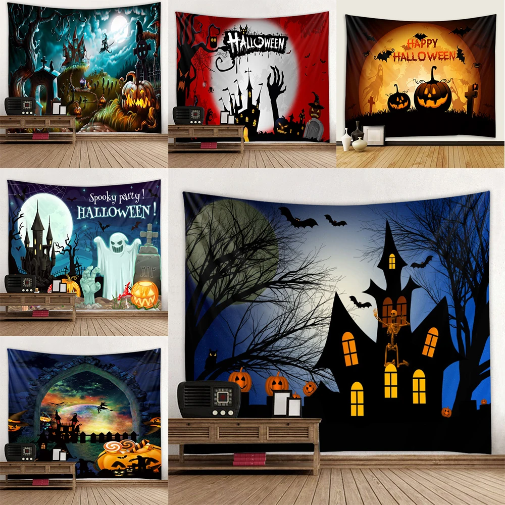 Halloween Tapestry Home Background Wall Decoration Hanging Cloth Living Room   Digital Printing Party 