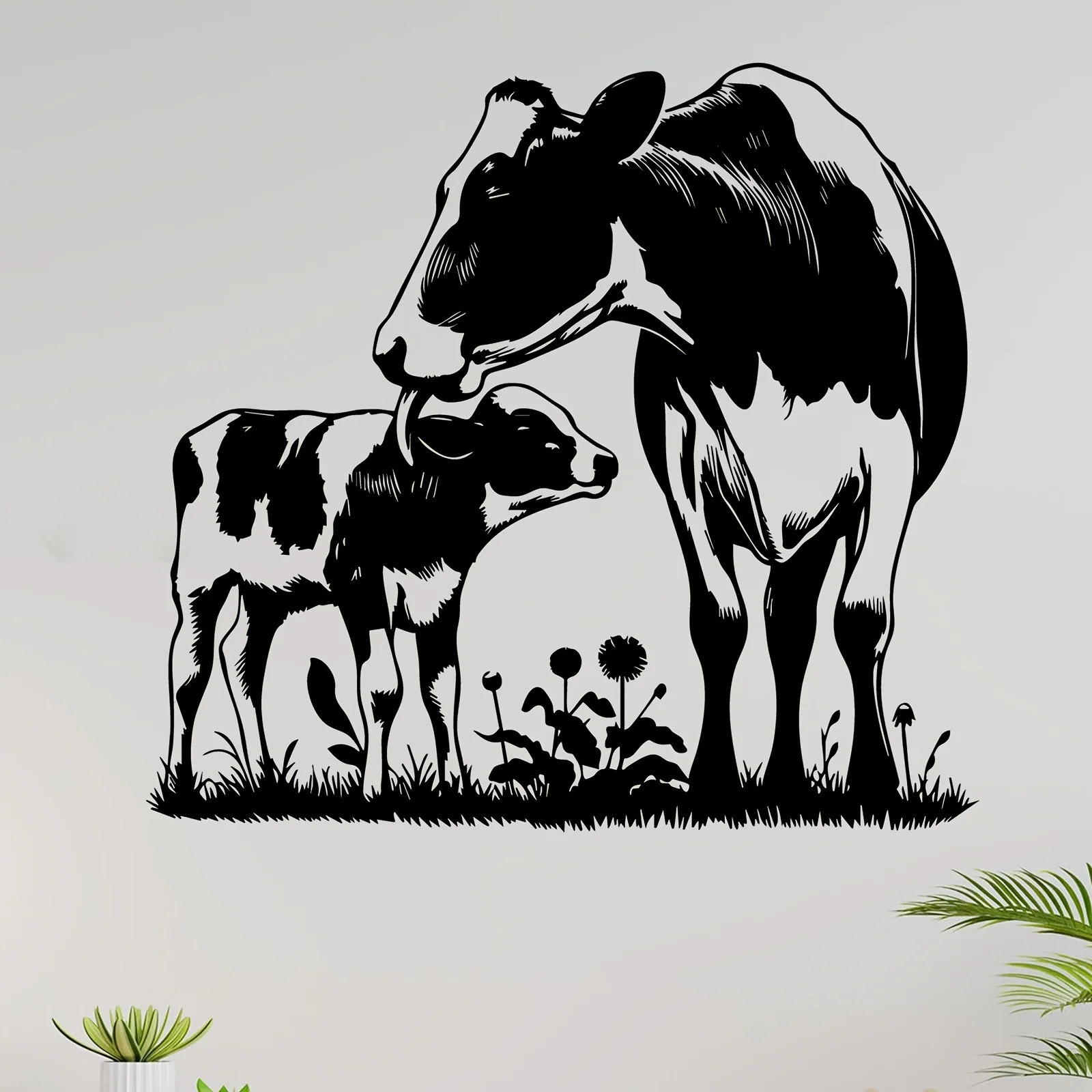 CIFBUY Metal Wall Art Cow Calf Sculpture Rustic Farmhouse Iron Mural Weatherproof Outdoor Indoor Garden Fence Decor