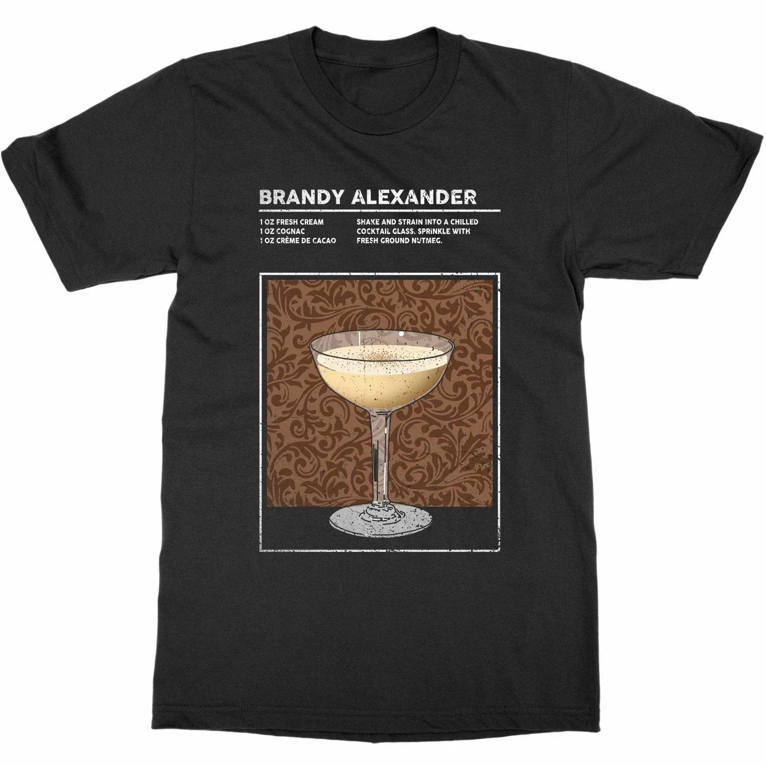 Mixed Drink Brandy Alexander Cocktail Alcohol Bartender T-Shirt 100% Cotton O-Neck Short Sleeve Casual Mens T-shirt Size S-3XL