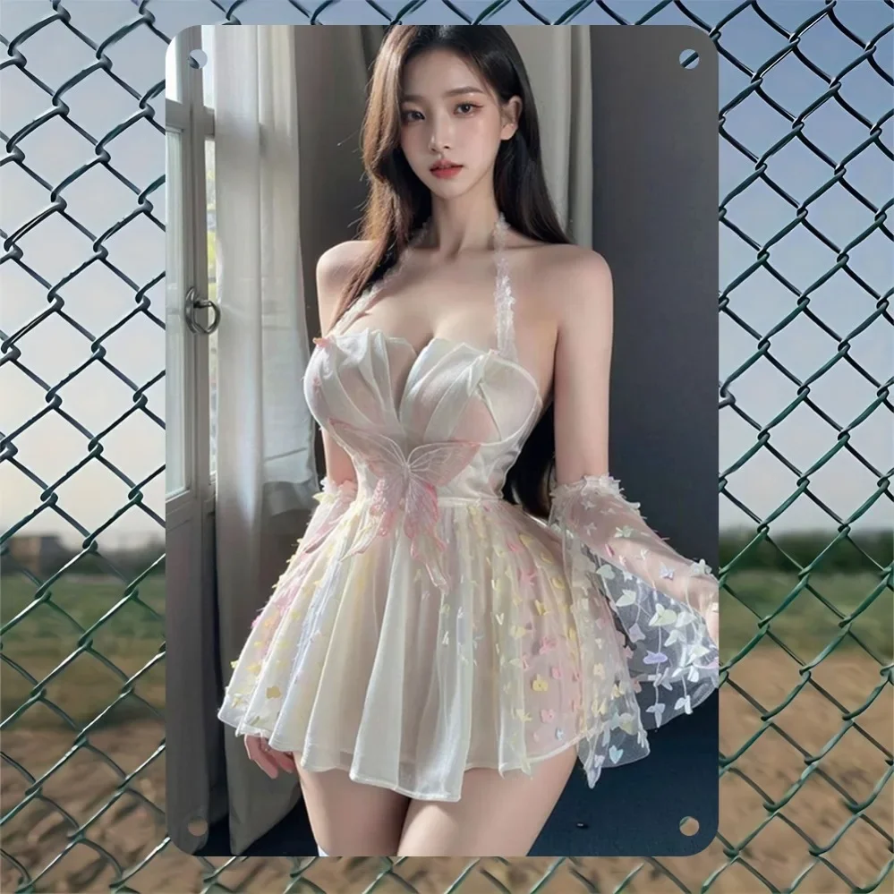 

Vintage Metal Tin Sign 8x12 Inch - Colorful Floral Dress Wall Art, Easy Installation No Power Needed, Home Bar Cafe Bathroom Dec