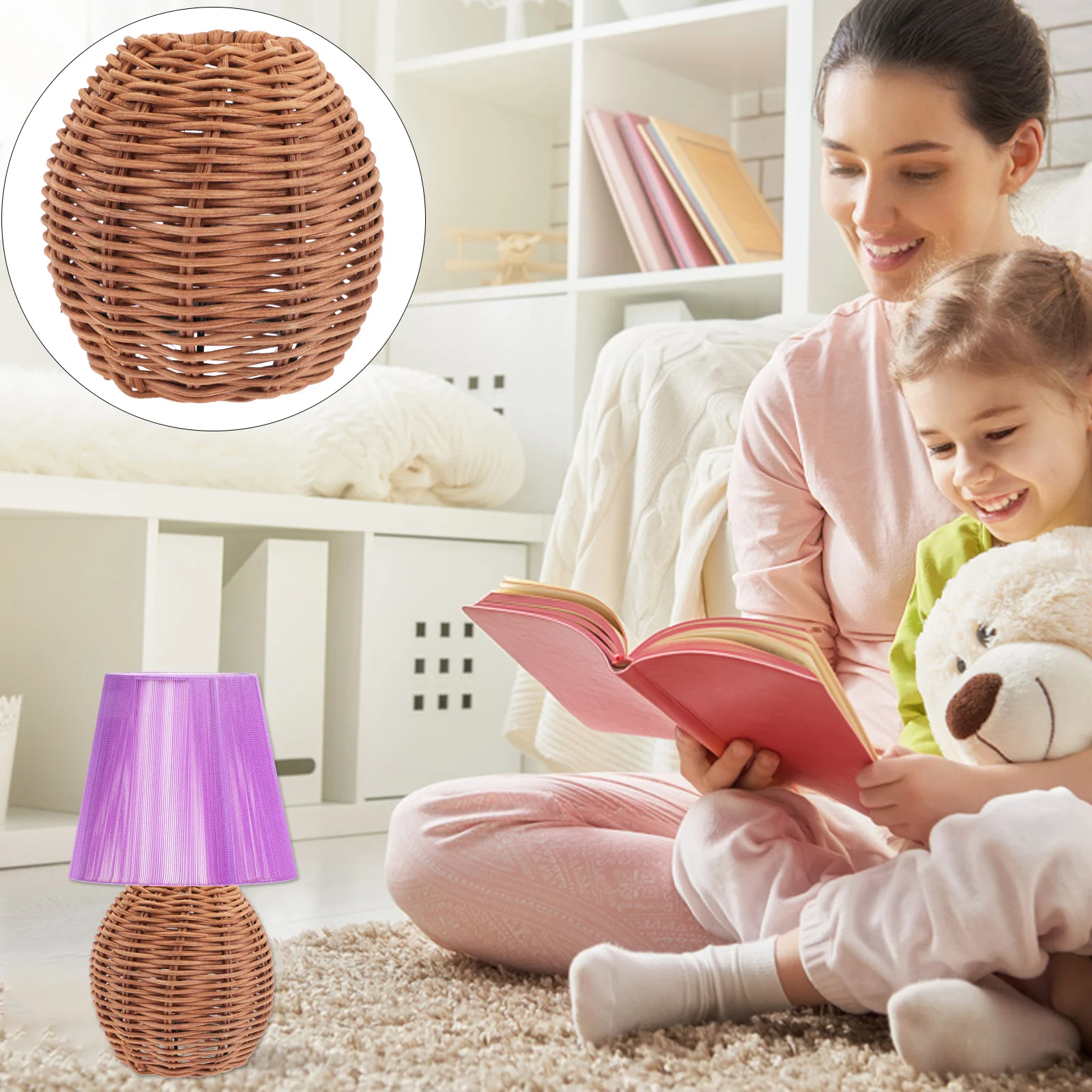 

Rattan Lamp Base Japanese Style Retro Woven Lampshade Table Lamp Cover Warm Atmosphere Lighting Fixture Home Shop Hotel Decor