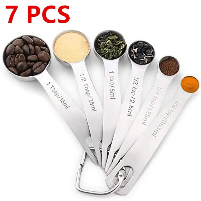 Durable Stainless Steel Measuring Spoons Cups Set Spoons Measuring Tools with Bonus Leveler Etched Markings Kitchen Gadgets