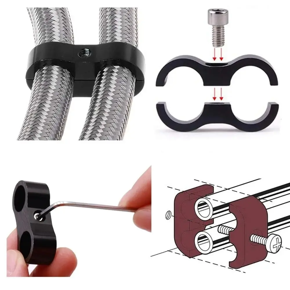 

AN4 AN6 AN8 Separator Aluminum Anodized Line Separator Hose Line Clamp Double Hole Line Clamp Braided Rubber Hose Line Clamp