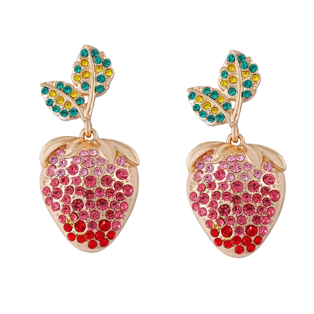 

ZAA New Cute Jewelry Luxury Rhinestone Strawberry Earrings Dangle 2025 Trendy Woman Accessories Charms Holiday Party Gifts ﻿ ﻿
