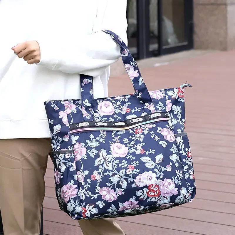 Women Lunch Bag Fashion Flora Printed Student Picnic Lunch Bags Waterproof Handbag Pouch Large Capacity Tote Bags