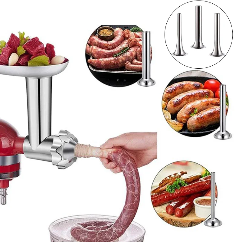 1pc Meat Grinder Enema Accessories Sausage Funnel Stainless Steel Lengthened Arc Enema Tube Large Medium and Small