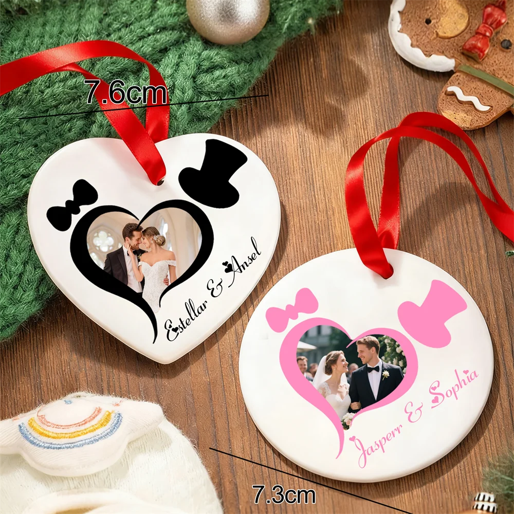 Customised Ornament Customizable Couple Photo Name Hanging Ornaments Festive Birthday Gift Custom Photo Text Family Ornament