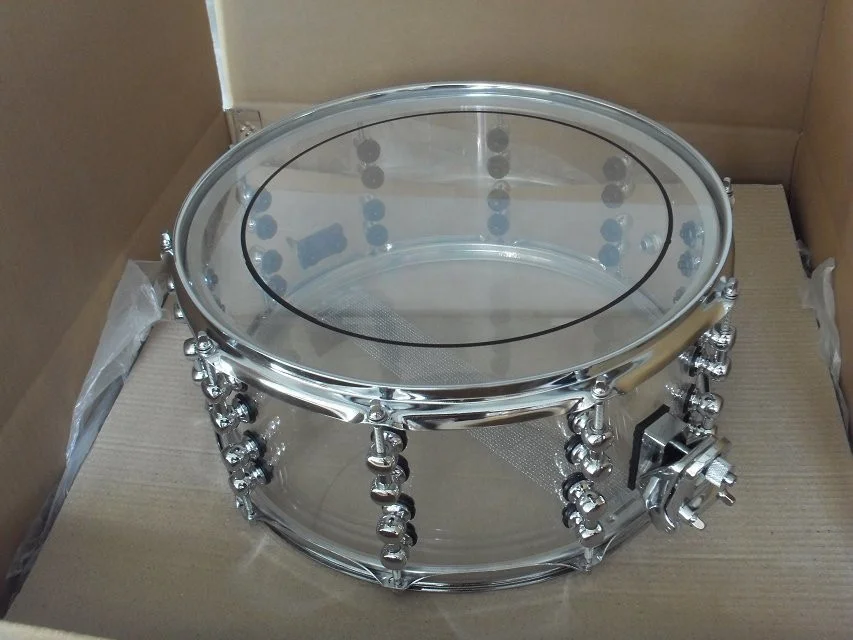 Wholesale price 14*6.5 inch /14* 5.5 inch transparent acrylic snare drum accept customize size popular drum set