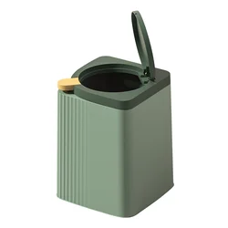 Trash Can with Lid Square Press Simple Flip Cover Press-type Waste Household Green Garbage