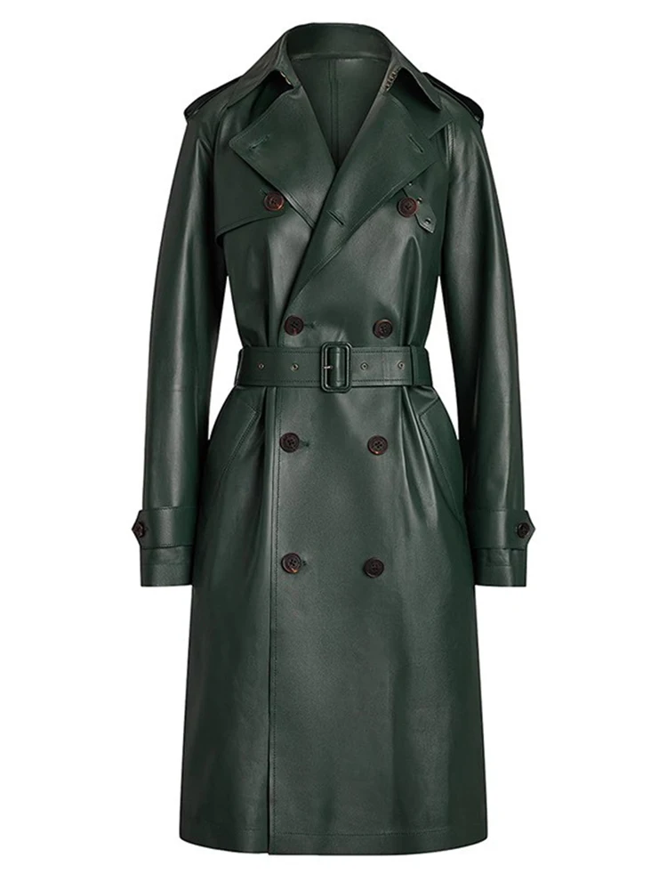 

HIGH STREET Новейший осенне-зимний дизайнерский плащ 2025 года, женский двубортный длинный плащ из синтетической кожи с поясом и пуговицами OverCoa