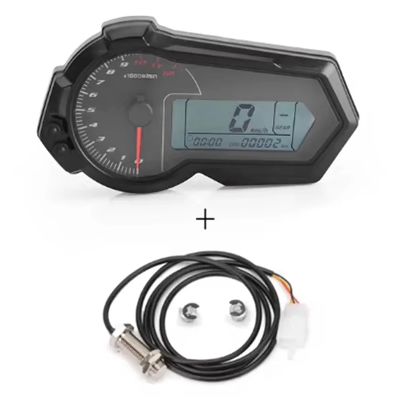 

A17R-Universal 1200RPM Motorcycle Odometer Tachometer UTV LCD Digital Speedometer Gauge For 2,4 Cylinders N1-6