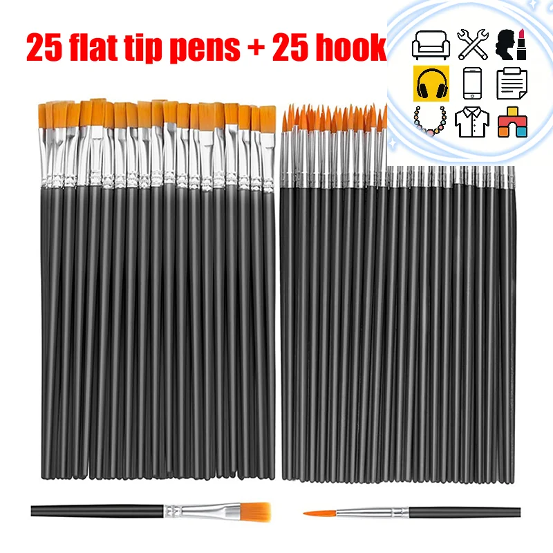50pcs Painting Brushes For Painting Handcraft Arts And Craft For Artistic Multifunction Hook Line Painting Equipment