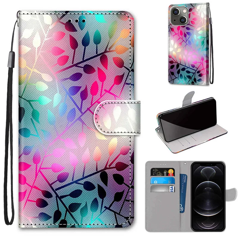 Capa flip de couro pintada pop para iphone 13 pro max 11 12 pro x xr xs max mini 7 8 plus se 2020 6 6s capa de telefone moda wo
